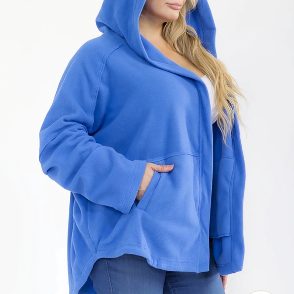 heyson Sweaters - Plus size, Long Sleeve Open Front Pockets Hooded Cardigan.
